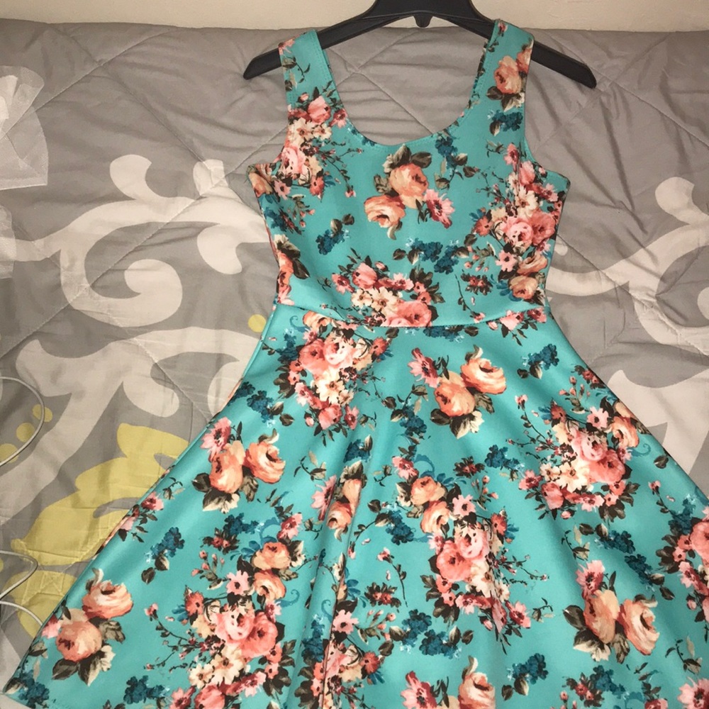 Floral dress above the knee
